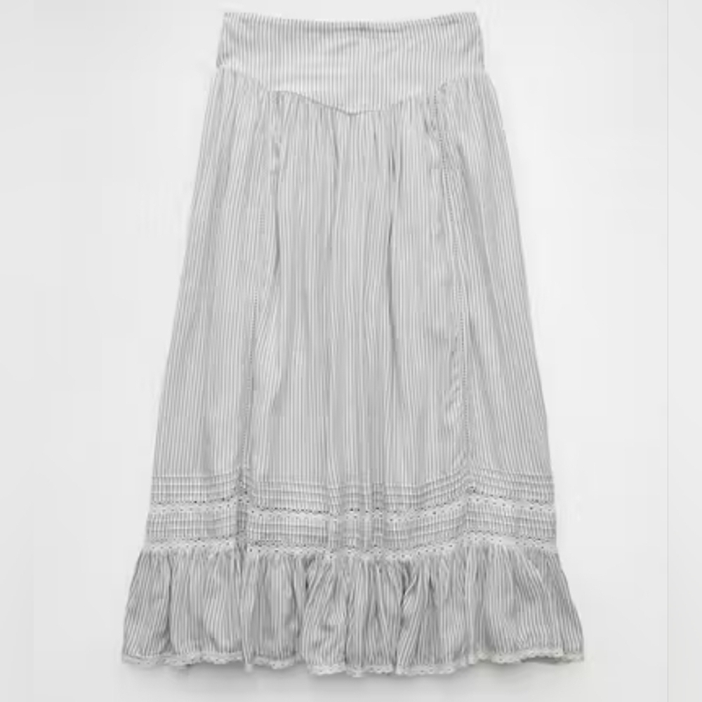 American Eagle Outfitters Gray Striped A-Line Skirt